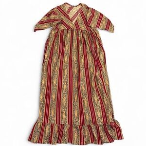 70s Vintage Aristique Sportif Collection printed empire waist cotton maxi dress